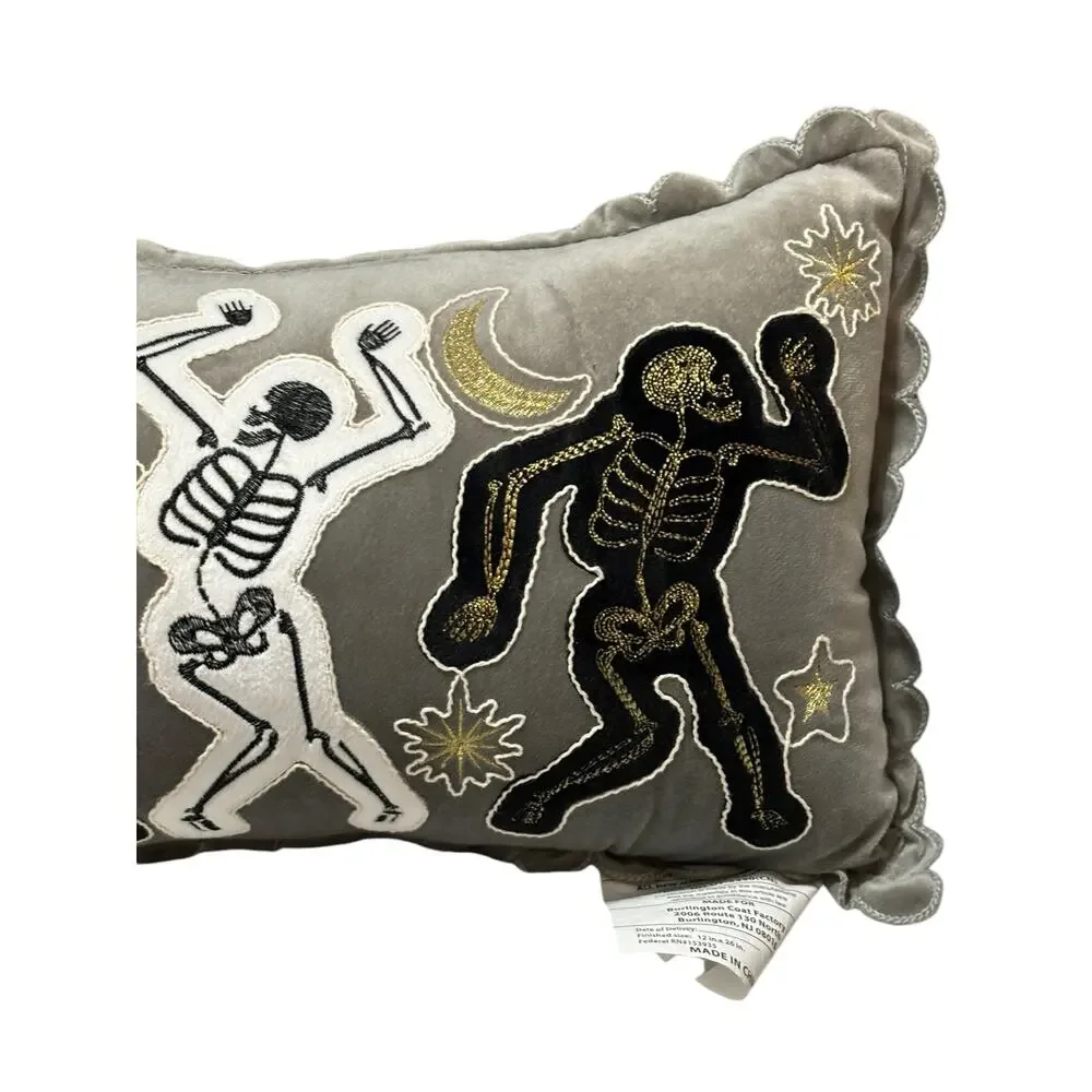 Haunted Little Home NWOT Halloween Dancing Skeletons Long Cushion Throw Pillow
